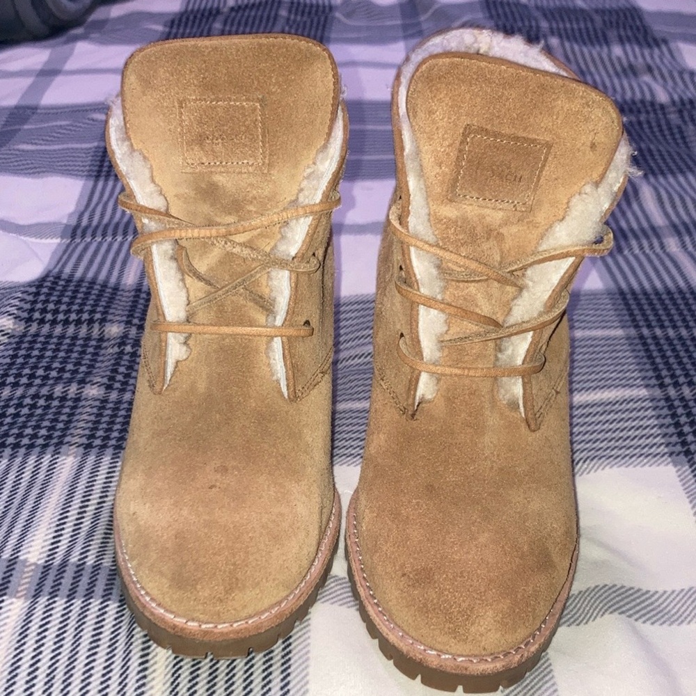 Women’s Coach Karson Wedge Fur Boots